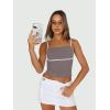 imageTrendy Queen Womens Camisole Tube Tops with Adjustable Spaghetti Strap Cute Summer Going Out Crop Tops 2025Coffee Grey