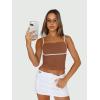 imageTrendy Queen Womens Camisole Tube Tops with Adjustable Spaghetti Strap Cute Summer Going Out Crop Tops 2025Mocha Brown