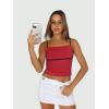imageTrendy Queen Womens Camisole Tube Tops with Adjustable Spaghetti Strap Cute Summer Going Out Crop Tops 2025Red