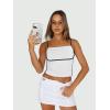 imageTrendy Queen Womens Camisole Tube Tops with Adjustable Spaghetti Strap Cute Summer Going Out Crop Tops 2025White