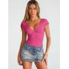 imageTrendy Queen Womens Deep VNeck Backless Tops Short Sleeve Slim Fit TShirts Basic Y2K Tops Bustier Corset Cami 2025Hot Pink