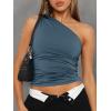 imageTrendy Queen Womens Going Out Tops Summer One Off Shoulder Tank Tube Crop Outfit Cute Shirts Cami Corset Fashion ClothesBlue