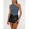 imageTrendy Queen Womens Going Out Tops Summer One Off Shoulder Tank Tube Crop Outfit Cute Shirts Cami Corset Fashion ClothesBlue