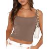 imageTrendy Queen Womens Spaghetti Strap Tank Tops Adjustable Cute Camisole Going Out Crop Tops Summer ClothesMochabrown