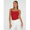 imageTrendy Queen Womens Spaghetti Strap Tank Tops Adjustable Cute Camisole Going Out Crop Tops Summer ClothesRed