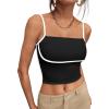 imageTrendy Queen Womens Camisole Tube Tops with Adjustable Spaghetti Strap Cute Summer Going Out Crop Tops 2025Black