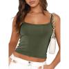 imageTrendy Queen Womens Spaghetti Strap Tank Tops Adjustable Cute Camisole Going Out Crop Tops Summer ClothesArmygreen