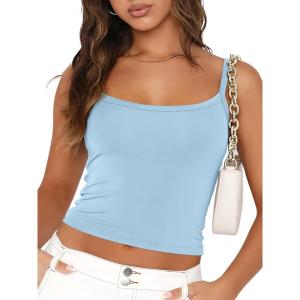 imageTrendy Queen Womens Spaghetti Strap Tank Tops Adjustable Cute Camisole Going Out Crop Tops Summer ClothesBabyblue