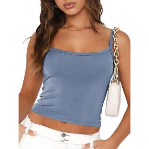 imageTrendy Queen Womens Spaghetti Strap Tank Tops Adjustable Cute Camisole Going Out Crop Tops Summer ClothesBlue