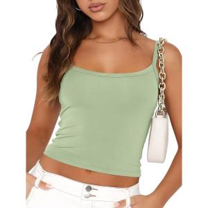 imageTrendy Queen Womens Spaghetti Strap Tank Tops Adjustable Cute Camisole Going Out Crop Tops Summer ClothesLightgreen