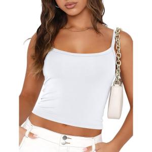 imageTrendy Queen Womens Spaghetti Strap Tank Tops Adjustable Cute Camisole Going Out Crop Tops Summer ClothesWhite