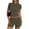 imageTrendy Queen Womens 2 Piece Workout Sets Short Matching Lounge Sets Summer Clothes Going Out Gym OutfitsArmygreen