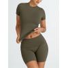 imageTrendy Queen Womens 2 Piece Workout Sets Short Matching Lounge Sets Summer Clothes Going Out Gym OutfitsArmygreen