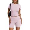imageTrendy Queen Womens 2 Piece Workout Sets Short Matching Lounge Sets Summer Clothes Going Out Gym OutfitsBabypink