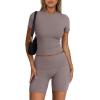 imageTrendy Queen Womens 2 Piece Workout Sets Short Matching Lounge Sets Summer Clothes Going Out Gym OutfitsCoffeegrey