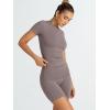 imageTrendy Queen Womens 2 Piece Workout Sets Short Matching Lounge Sets Summer Clothes Going Out Gym OutfitsCoffeegrey