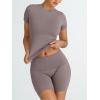 imageTrendy Queen Womens 2 Piece Workout Sets Short Matching Lounge Sets Summer Clothes Going Out Gym OutfitsCoffeegrey