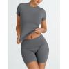 imageTrendy Queen Womens 2 Piece Workout Sets Short Matching Lounge Sets Summer Clothes Going Out Gym OutfitsDarkgrey