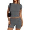 imageTrendy Queen Womens 2 Piece Workout Sets Short Matching Lounge Sets Summer Clothes Going Out Gym OutfitsDarkgrey
