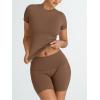 imageTrendy Queen Womens 2 Piece Workout Sets Short Matching Lounge Sets Summer Clothes Going Out Gym OutfitsMochabrown