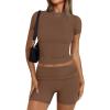 imageTrendy Queen Womens 2 Piece Workout Sets Short Matching Lounge Sets Summer Clothes Going Out Gym OutfitsMochabrown