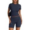 imageTrendy Queen Womens 2 Piece Workout Sets Short Matching Lounge Sets Summer Clothes Going Out Gym OutfitsNavyblue