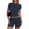 imageTrendy Queen Womens 2 Piece Workout Sets Short Matching Lounge Sets Summer Clothes Going Out Gym OutfitsNavyblue