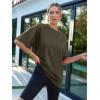 imageTrendy Queen Womens Fashion Workout T Shirts Athletic Plus Size Tops Summer Trendy Clothes 2025 Short Sleeve Spring TeeArmygreen