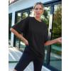 imageTrendy Queen Womens Fashion Workout T Shirts Athletic Plus Size Tops Summer Trendy Clothes 2025 Short Sleeve Spring TeeBlack
