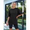 imageTrendy Queen Womens Fashion Workout T Shirts Athletic Plus Size Tops Summer Trendy Clothes 2025 Short Sleeve Spring TeeBlack