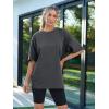 imageTrendy Queen Womens Fashion Workout T Shirts Athletic Plus Size Tops Summer Trendy Clothes 2025 Short Sleeve Spring TeeBlackgrey