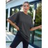 imageTrendy Queen Womens Fashion Workout T Shirts Athletic Plus Size Tops Summer Trendy Clothes 2025 Short Sleeve Spring TeeBlackgrey
