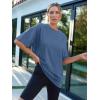 imageTrendy Queen Womens Fashion Workout T Shirts Athletic Plus Size Tops Summer Trendy Clothes 2025 Short Sleeve Spring TeeBlue