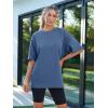 imageTrendy Queen Womens Fashion Workout T Shirts Athletic Plus Size Tops Summer Trendy Clothes 2025 Short Sleeve Spring TeeBlue
