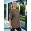 imageTrendy Queen Womens Fashion Workout T Shirts Athletic Plus Size Tops Summer Trendy Clothes 2025 Short Sleeve Spring TeeBrown