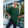 imageTrendy Queen Womens Fashion Workout T Shirts Athletic Plus Size Tops Summer Trendy Clothes 2025 Short Sleeve Spring TeeDarkgreen