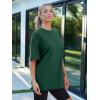 imageTrendy Queen Womens Fashion Workout T Shirts Athletic Plus Size Tops Summer Trendy Clothes 2025 Short Sleeve Spring TeeDarkgreen
