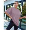 imageTrendy Queen Womens Fashion Workout T Shirts Athletic Plus Size Tops Summer Trendy Clothes 2025 Short Sleeve Spring TeeDarkpink