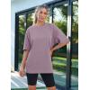 imageTrendy Queen Womens Fashion Workout T Shirts Athletic Plus Size Tops Summer Trendy Clothes 2025 Short Sleeve Spring TeeDarkpink