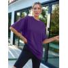 imageTrendy Queen Womens Fashion Workout T Shirts Athletic Plus Size Tops Summer Trendy Clothes 2025 Short Sleeve Spring TeeDarkpurple