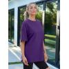 imageTrendy Queen Womens Fashion Workout T Shirts Athletic Plus Size Tops Summer Trendy Clothes 2025 Short Sleeve Spring TeeDarkpurple