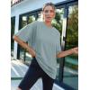 imageTrendy Queen Womens Fashion Workout T Shirts Athletic Plus Size Tops Summer Trendy Clothes 2025 Short Sleeve Spring TeeGreygreen