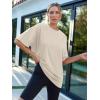 imageTrendy Queen Womens Fashion Workout T Shirts Athletic Plus Size Tops Summer Trendy Clothes 2025 Short Sleeve Spring TeeKhaki