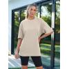 imageTrendy Queen Womens Fashion Workout T Shirts Athletic Plus Size Tops Summer Trendy Clothes 2025 Short Sleeve Spring TeeKhaki