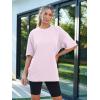 imageTrendy Queen Womens Fashion Workout T Shirts Athletic Plus Size Tops Summer Trendy Clothes 2025 Short Sleeve Spring TeeLightpink
