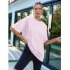 imageTrendy Queen Womens Fashion Workout T Shirts Athletic Plus Size Tops Summer Trendy Clothes 2025 Short Sleeve Spring TeeLightpink
