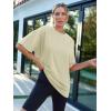 imageTrendy Queen Womens Fashion Workout T Shirts Athletic Plus Size Tops Summer Trendy Clothes 2025 Short Sleeve Spring TeeLightyellow