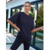 imageTrendy Queen Womens Fashion Workout T Shirts Athletic Plus Size Tops Summer Trendy Clothes 2025 Short Sleeve Spring TeeNavy