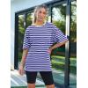 imageTrendy Queen Womens Fashion Workout T Shirts Athletic Plus Size Tops Summer Trendy Clothes 2025 Short Sleeve Spring TeeSebluewhite