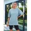 imageTrendy Queen Womens Fashion Workout T Shirts Athletic Plus Size Tops Summer Trendy Clothes 2025 Short Sleeve Spring TeeSkyblue